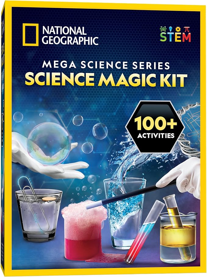 NATIONAL GEOGRAPHIC Science Magic Kit – Science Kit for Kids with 100+ Unique Experiments and Magic Tricks, Chemistry Set and STEM Project, A Great Gift for Boys and Girls (Amazon Exclusive) | Magic Tricks, Chemistry Activities, Hands-On Science Experi...