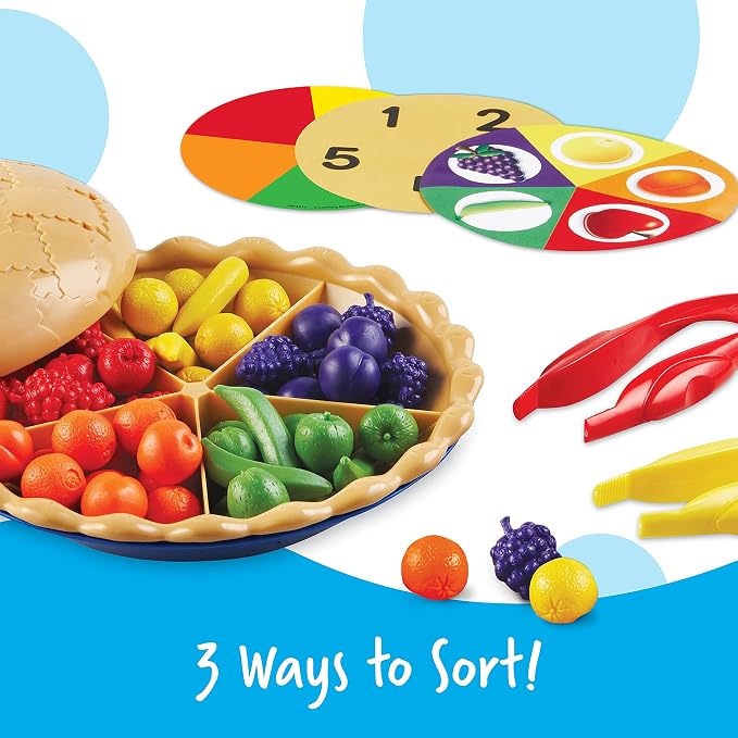 Learning Resources Super Sorting Pie - Sorting and Matching, Fine Motor Skills, Food Toys, Color Recognition, Counting Game, Preschool, Toddler Math Manipulatives, Gifts for Boys and Girls