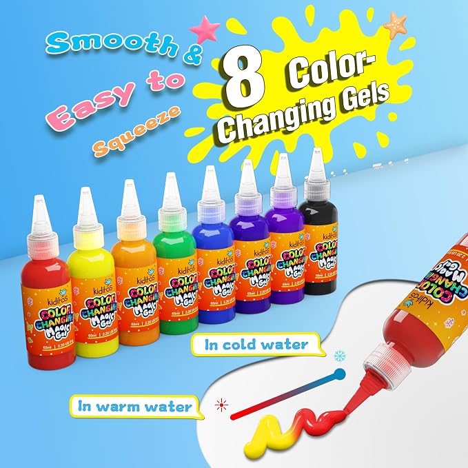 Kiditos Color-Changing Magic Water Elf Kit for Kids, DIY Craft Kit | 8 Gels & 10 Molds, Magic Aqua Fairy Water Gel Kit, STEM Science Activity, Party Favors & Birthday Gifts for Kids Ages 3+