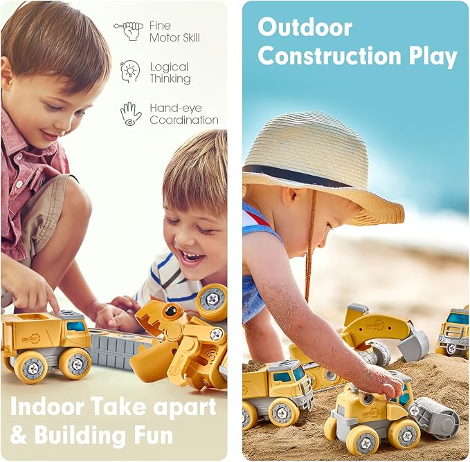 hahaland Toys for 5+ Year Old Boys - Take Apart Dinosaur Kids Toys Construction Vehicles 5 in 1 Transform into Dinosaur Robot STEM Building Toy for 5 6 7 8 Year Old Boys | 5 in 1 Transformer Toys Take Apart Dinosaur Kids Toys for 5+ Year Old Boys