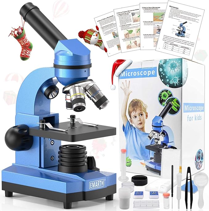 Microscope for Kids Beginners Children Student, 40X- 1000X Compound Microscopes with 52 pcs Educational Kits