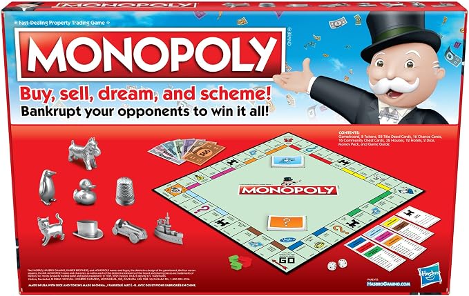 Monopoly Game, Family Board Games for 2 to 6 Players & Kids Ages 8 and Up, Includes 8 Tokens (Token Vote Edition)