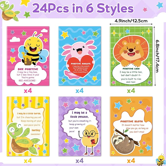 Dvbonike 24Pcs Positive Coloring Books Animal Inspirational Puns DIY Pages | Color-in Booklet Bulk, Motivational Encouragement Drawing Artwork, Party Favor, School Supplies, Classroom Rewards, Gift