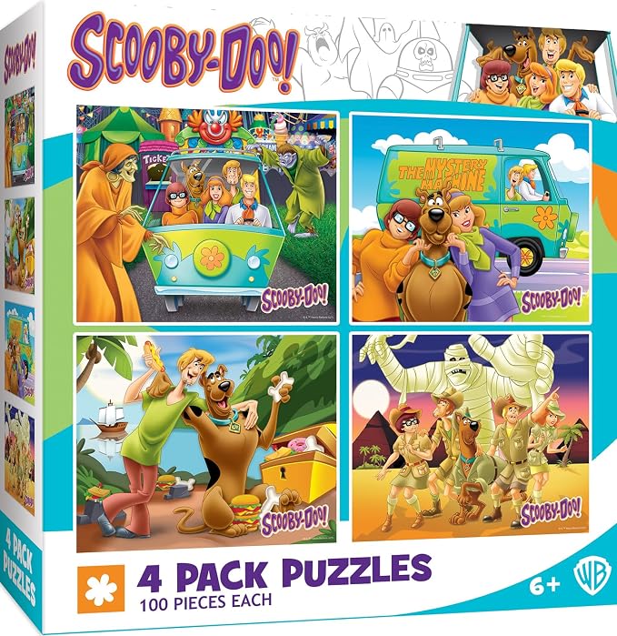 MasterPieces Puzzle Set - 4-Pack 100 Piece Jigsaw Puzzle for Kids - Scooby-Doo! 4-Pack - 8"x10"