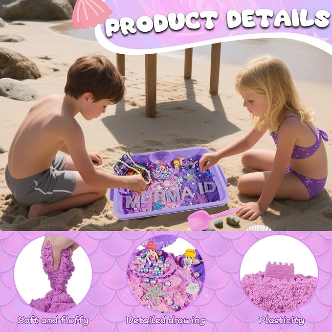 Bbiamsleep Mermaid Sensory Bin, 119 Pcs Mermaid Sensory Kit for Birthday | ﻿ Mermaid Sensory Bin Items, Mermaid Sensory Filler with Sandboxes Accessories