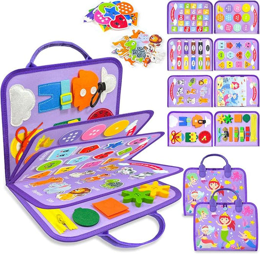 Walenty Busy Board Montessori Toys for Toddler Girl Boy Birthday Gifts | Busy Book for Toddlers, Learning Educational Toy, Airplane Car Travel Toy, Fine Motor Skills Sensory Toys, Toddler Activities