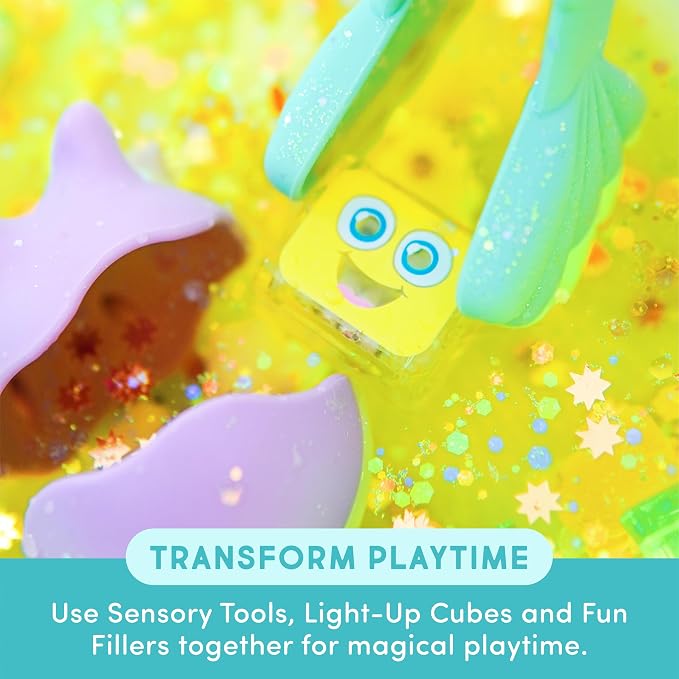 Glo Pals Under The Sea Bundle Sensory Bundle, Light-Up Sensory Play Cubes | Contains 1 Pack Fun Fillers, 3 Pack Pick-Up Pals Tools, and 4 Pack Alex Yellow Water-Activated Light-Up Cubes