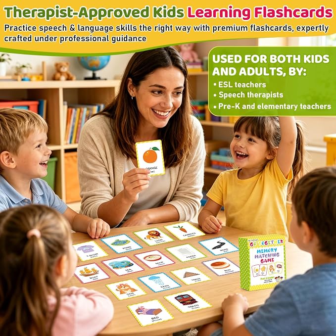 gisgfim 100 PCS Go Together Memory Matching Game Associations Learning Flashcards Educational Vocabulary Sorting Concentration Memory Card for Preschool Ages 3-8 A Fun & Fast Activities Matching Games