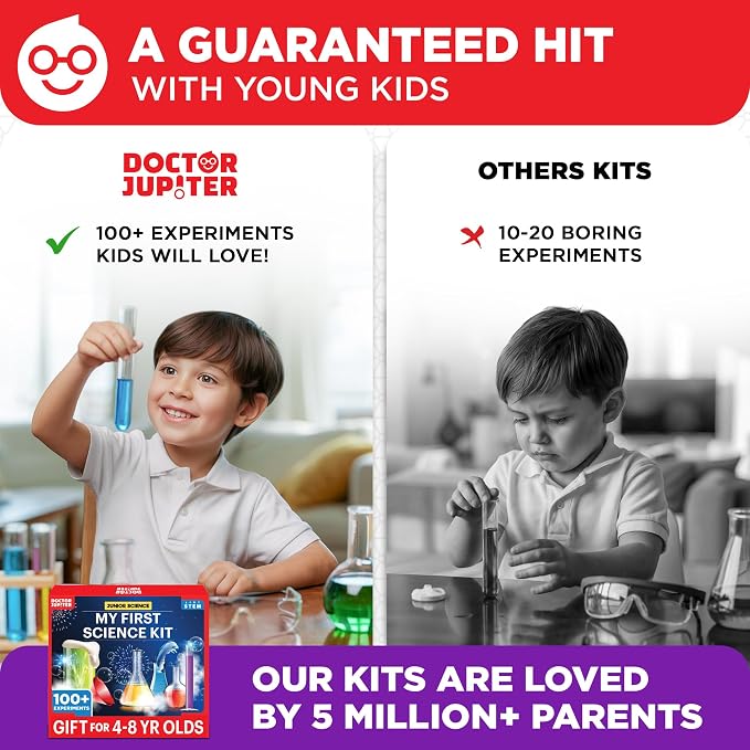 Doctor Jupiter My First Science Experiments Kit for Kids Ages 4+ | Birthday Gift Ideas for Boys & Girls 4, 5, 6, 7, 8 Year Olds, Science Kits for Kids Ages 5-7, STEM Educational Toys