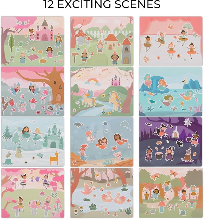 Fun Sticker Book for Toddlers 2-4 Years - Kids Activity Book with 12 Themes | Beautiful Stickers Entertain Toddlers Ages 2-4 or 4-8 While Traveling - Incl. Princess, Unicorn & Coloring Pages