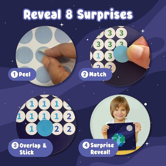 BINCA Dotties Dot Art Activity Kit - Space, 1500+ Stickers, Mess-Free Activities, DIY Dot Sticker Art, Kids Travel Activities, Gifts for Boys & Girls Ages 4,5,6,7