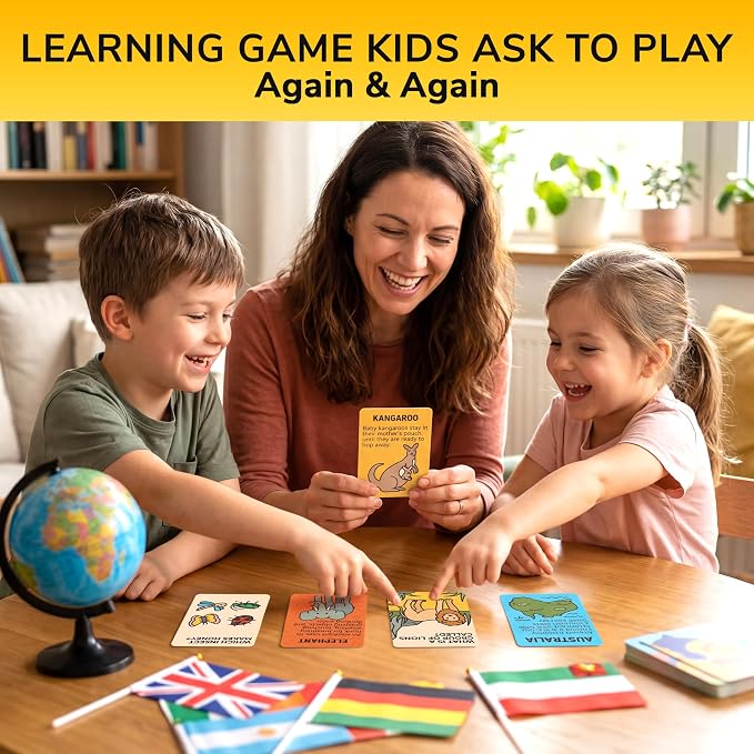 Quokka Trivia Games for Kids – Geography, Culture & Fun Facts – Fun Card Game for Family Game Night – Educational Trivia Cards for Kids, Family and Adults – Travel Games Gift for Boys & Girls 4-8