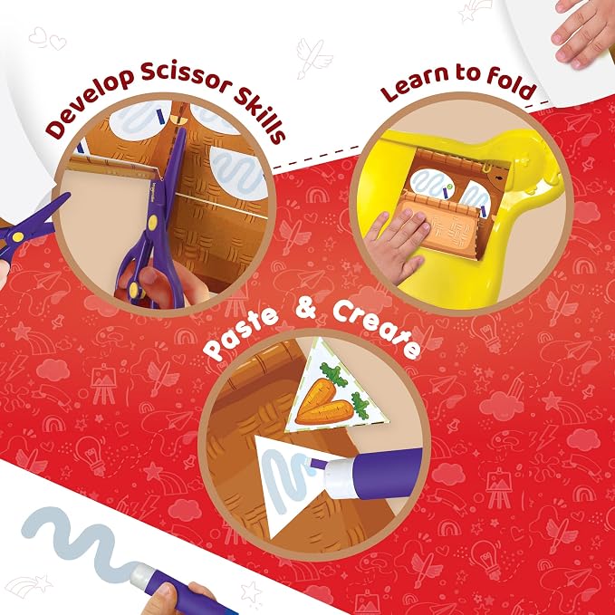 Imagimake My First Craft Kit, 25 Mess-Free Activities for Toddlers | Scissor Skills, Beginner's Folding Board, Hands-On Paper Crafts, Birthday Gift for Boys & Girls Ages 3,4,5,6 Years Old