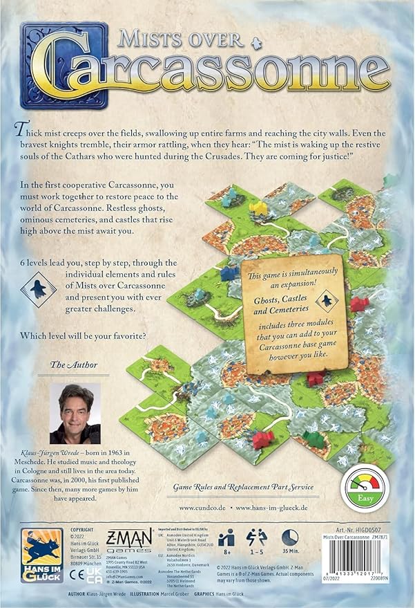 Mists Over Carcassonne Board Game | Territory Building Strategy Game | Cooperative Family Game for Kids and Adults | Ages 8+ | 1-5 Players | Average Playtime 45 Minutes | Made by Z-Man Games