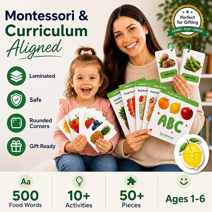 TOYVENTIVE Preschool Activity Set for Boys – Educational Toddler Toys with Flashcards, Matching Games and Montessori Activity Cards for Visual Recognition and Play-Based Exploration – Ages 1