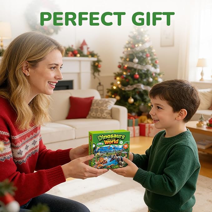BenBen 100 Pieces Puzzles for Kids Ages 4-6, Dinosaur Learning Puzzles | Dino Puzzles for Kids Ages 6-8, Educational Jigsaw Puzzles for Toddlers 3-5, Screen-free Educational Toy Gifts for Boys Girls