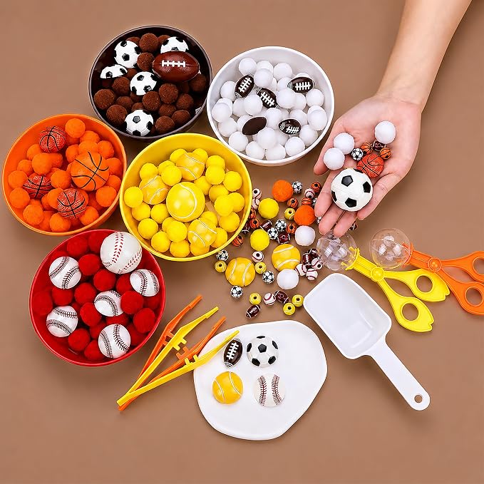 246PCS Sports Ball Sorting and Counting Materials Set, Basketball Football Baseball Themed Manipulatives, Activity Supplies for Classroom, Home and Travel （ball）