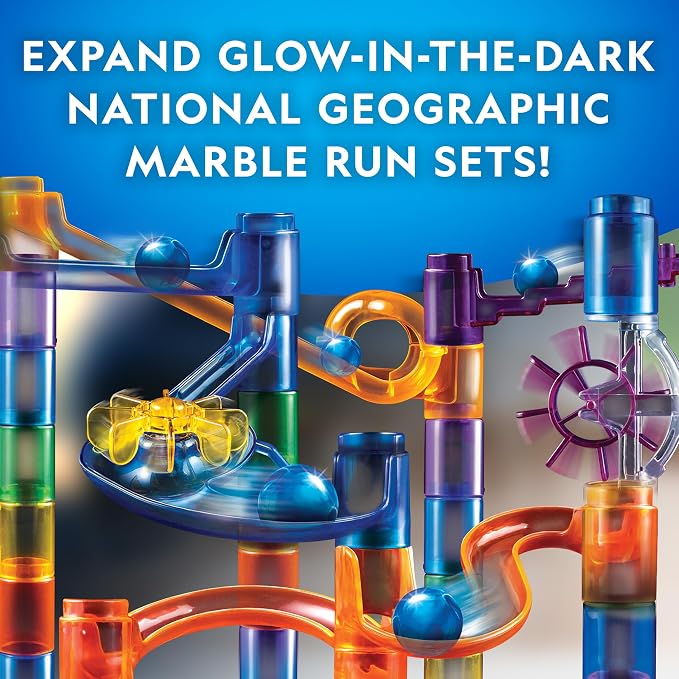 National Geographic Marble Run Building Set with Motorized Elevator | 20 Marbles, Perpetual Motion Machine, Marble Maze, Physics Learning, Storage Bag, STEM Toy, Creative Construction
