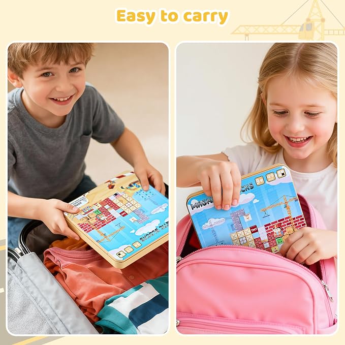 49PCS Magnetic Blocks with Iron Storage Box, Magnetic Cubes Tiles | STEM Educational Stacking Magnets Travel Toys for Kid Ages 3 4 5 6 7 8 9 10 11 Birthday Party Supplies Gifts for Boys Girls
