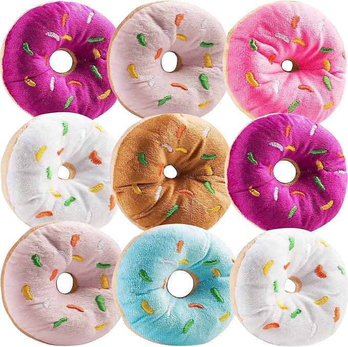 Plush Donut Toys with Sprinkles (24-Pack) Stuffed Donut Party Favors | Soft Stuffed Donuts for Donut Party Supplies, Birthday Decorations, Kids Party Favors, Goodie Bags & Classroom Rewards