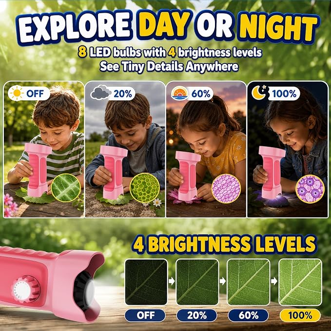 1000X Handheld Digital Microscope for Kids: Explorer 1080P Magnifying Glass | 2.4” IPS Portable Electronic STEM Outdoor Montessori Learning Toy, Birthday Gifts for 4 5 6 7 8-12 Year Old Boys Girls