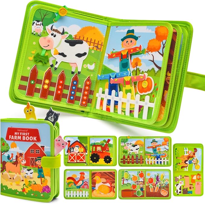 Busy Book for Toddlers, Interactive Busy Book - Educational Quiet Learning Toy for Developing Fine Motor Skills, Airplane and Car Travel Toy for Toddlers