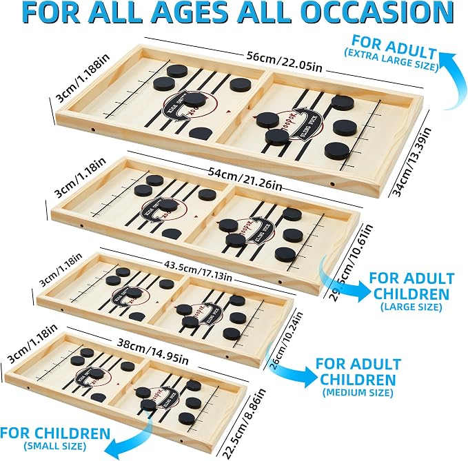 moopok Fast Sling Puck Game - Fast Action Super Foosball Table Desktop Battle Slingshot Wooden Air Hockey Board Game -Guaranteed Fun for Family Game Night or Friends Party