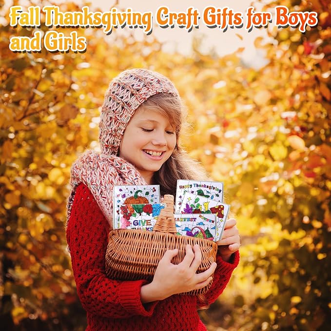 Thanksgiving Fall Crafts for kids, Autumn Art Activity DIY Blank Puzzle Toy | 24 Set Thanksgiving Craft Pumpkin Turkey, Fall Classroom Gift for Toddler Adult Party Favors Coloring Game Supplies Bulk
