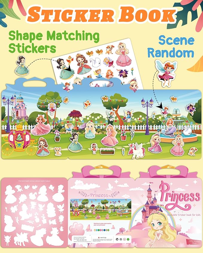 Benresive Reusable Sticker Book for Toddlers, Travel Stickers for Kids | Toddler Travel Activities Toys, Birthday Gifts for Boys & Girls, Airplane Travel & Road Trip Essentials Kids