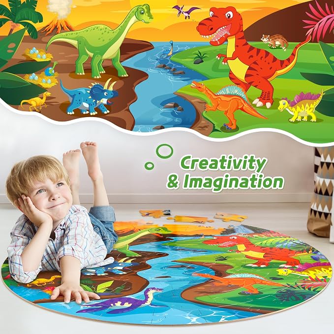 SYNARRY Floor Puzzles for Kids Ages 4-6, Large 70 Piece Dinosaur Puzzles for Toddlers Ages 2-4, Dinosaur Puzzles for Kids 4-8, Preschool Toys Gifts for 3 4 5 6 7 8 Years Old Toddlers Boys Girls Child | Jigsaw Puzzle for Kids Ages 4-8, Dinosaur Toys for...
