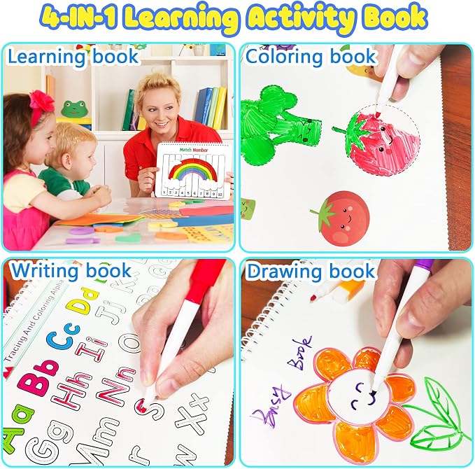 Montessori Preschool Learning Activities Busy Book - Workbook Activity Binder / Toys for Toddlers, Autism Learning Materials and Tracing Coloring Book