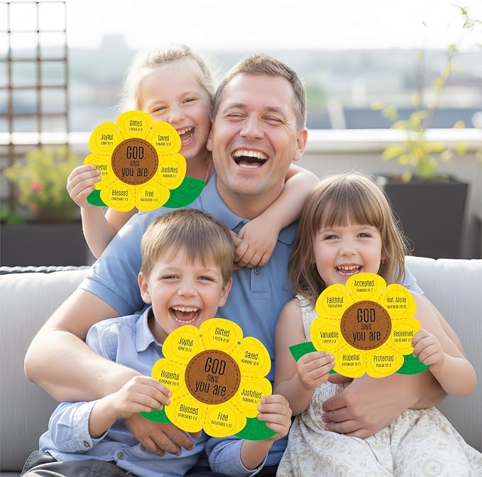Hebayy 30 Set Sunflower Craft Kit, God Says You are DIY Craft Supplies for Sunday School, Glue-Free & Easy to Assemble Religious Christian Bible Supplies for School Activities