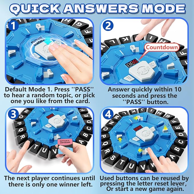 Word Game Family Board Game with Digital Display Timer for Kids and Adults | Fast-Paced 24-Letter Word Game with 2 Modes & 35 Cards for Family Game Nights and Parties, Ages 3 & Up, 2-8 Players