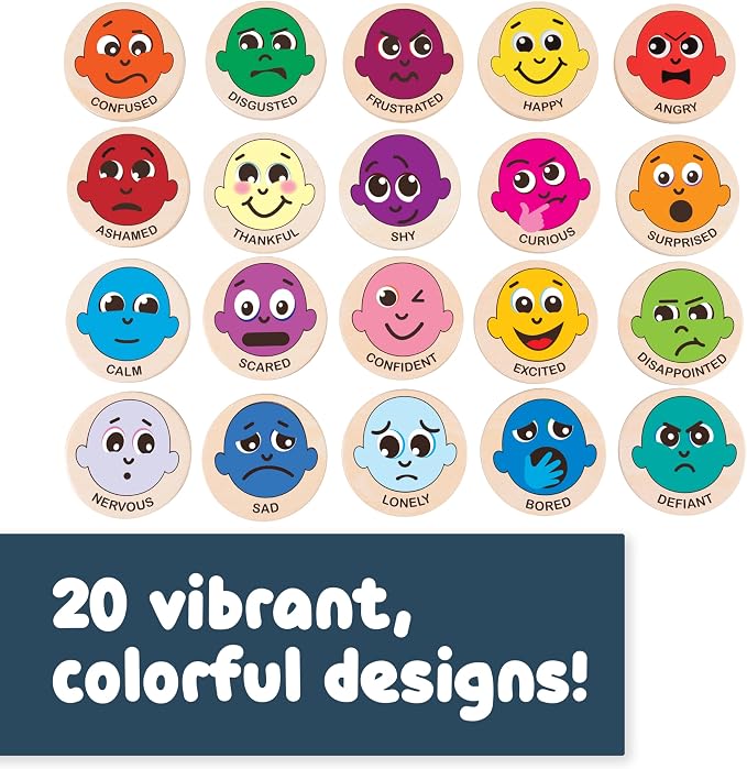 Spark & Wow Wooden Magnets, Emotions, Magnets for Kids Ages 2+ | Open-Ended Play, Social Emotional Learning Activity