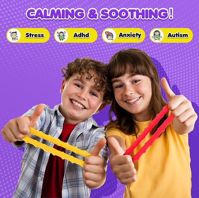 Sensory Toys Fidget Classroom Prizes for Kids 8 Pack Stretchy Bracelets | Sensory Stretchy Bracelet Fidgets for Autism, Treasure Prizes Quiet Classroom and Travel Toys for Toddlers Boys and Girls