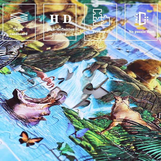 Puzzles for Kids Ages 6-8 & 8-10, 200 Piece World Wildlife Jigsaw Puzzle | Educational Learning Toy Jigsaw Puzzles for Kids Ages 10-12, Great Birthday & Holiday Gift for Boys and Girls, Home Decor