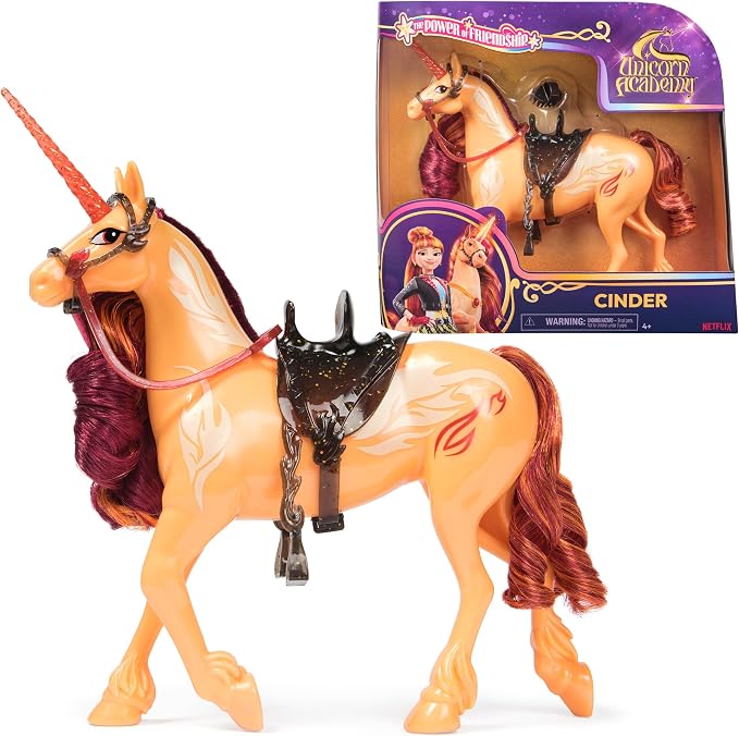 Unicorn Academy 11-inch Cinder Figure, Dolls & Unicorn Toys, Ages 4+ | Power of Friendship, Poseable Head, Brushable Mane & Tail, Recreate Show Moments, Storytelling Play, Birthday Gifts for Girls