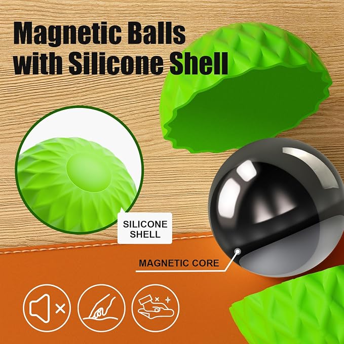 Magnetic Fidget Balls, 12-Pack Silicone Sensory Toys for Adults & Teens | Quiet Stress Relief Balls for Office, Fun Desk Toys with Textures, Calming & Relaxing Gift for Men & Women