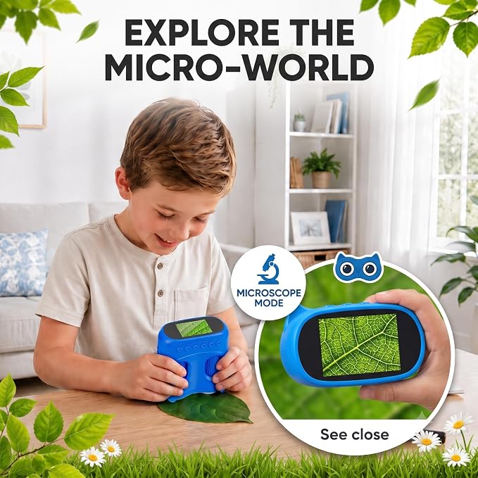 2-in-1 Kids Microscope & Telescope, STEM Science Explorer Toy Gift Age 5-10 | From Close-up Details to 10X Distant, Photo Video Capture, Ideal Educational Birthday Kits for Boys Girls Outdoor Nature Game