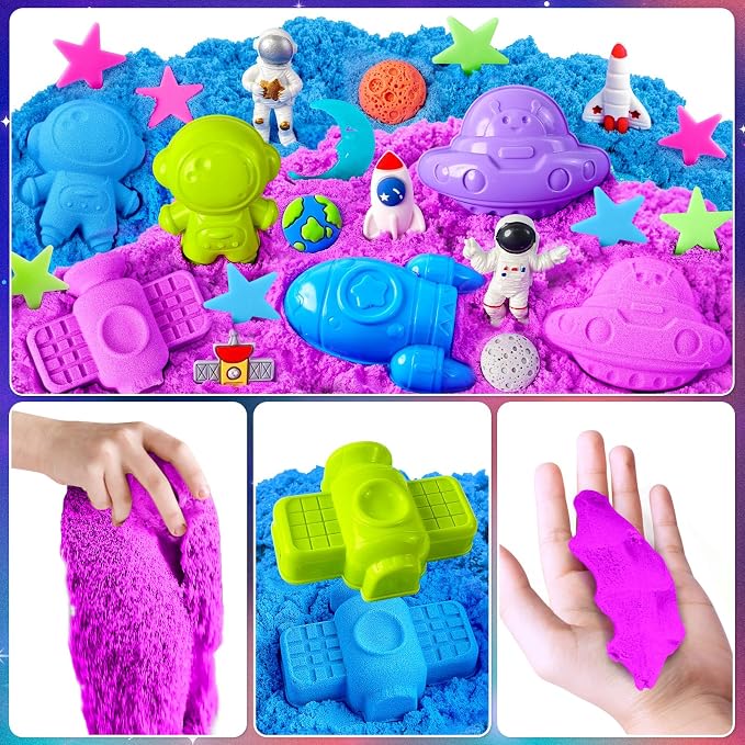 Sensory Bin Space Kit with Sensory Sand | Play Sand, Pretend Play Beach Toy, Sandbox for Girls and Boys