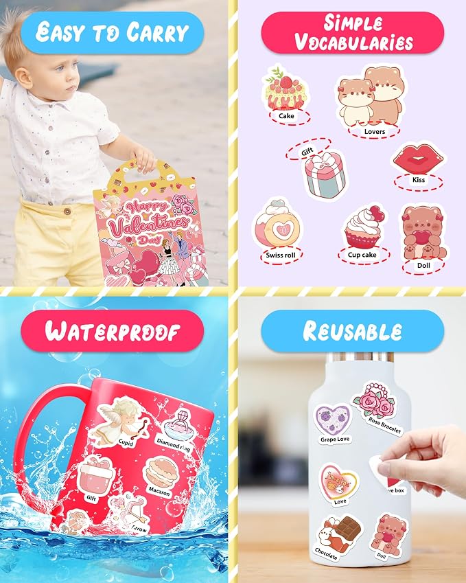 Benresive Reusable Sticker Book for Toddlers, Stickers for Kids, Travel Toy | Toddler Toys, Boys Girls Birthday Gifts, Airplane & Road Trip Essentials Kids, No Mess Waterproof Toddler Crafts Activities