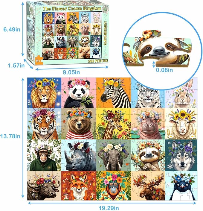Puzzles for Kids Ages 6-8, 200 Piece Jigsaw Puzzles for Kids- Wild Animals | 200 Piece Jigsaw Puzzles for Kids Ages 8-12 Year Old and Adults.Colorful Children Puzzles for Girls and Boys Educational Toys