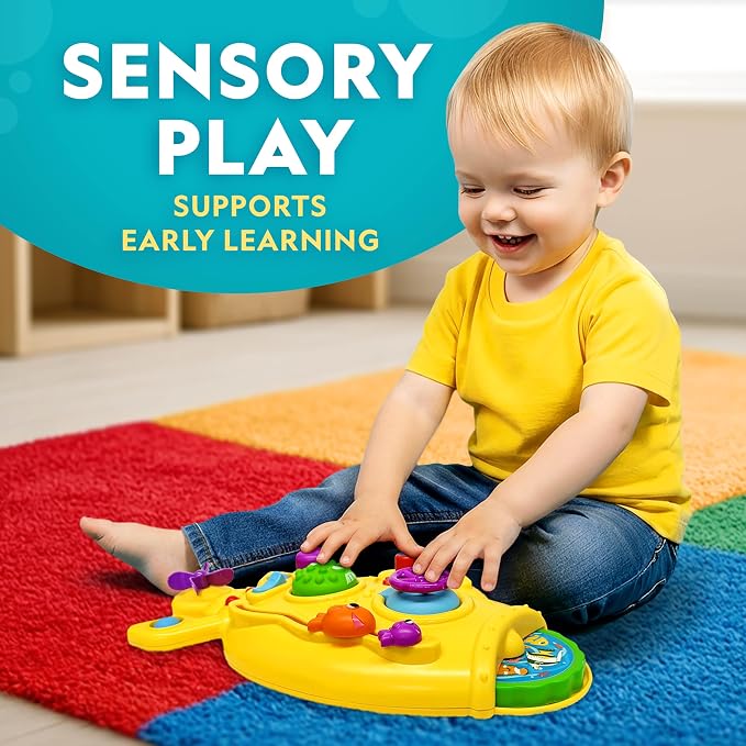 National Geographic Kids Submarine Busy Board for For 1+ Year Old | Toddler Sensory Board, Activity Board, 15+ Interactive Elements, Fine Motor Skills, Cause & Effect Play