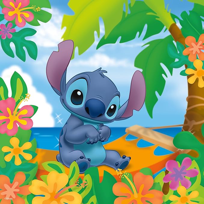 Ceaco - Disney Flower Power Stitch - 200 Piece Puzzle for Kids Ages 8-10 | Official Disney Licensed Art, Made in the USA, Recycled Board,15 in x 11 in