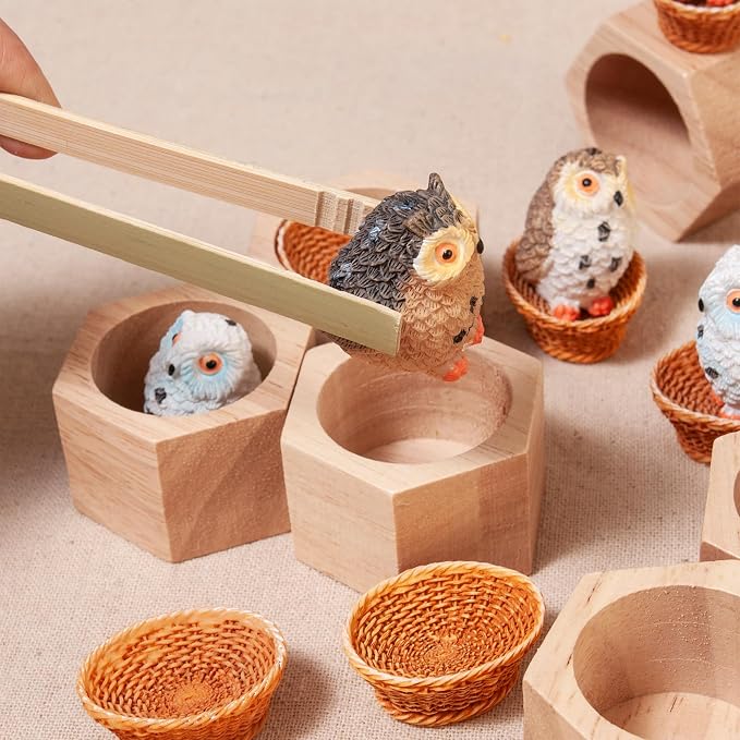 Sorting Stacking Wooden Toys for Toddlers Owl Montessori Toys | Toddler Sensory Bin Tool Toy, Wood Owl House Fine Motor Skill Toy Early Learning Preschool Educational Gift for Kids