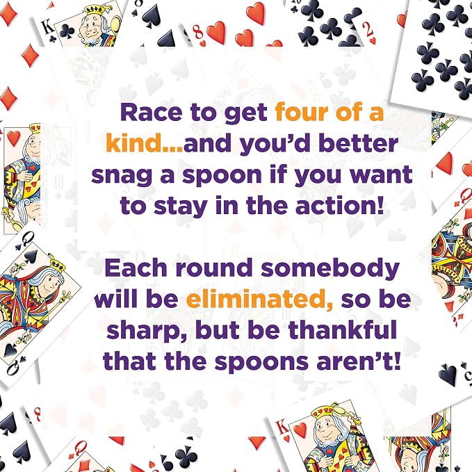 Mini Spoons Playing Card Games for Kids Deck of Cards Fun Family Games | Deck of Cards, Spoons Game, Multi-Player, Spoons Inc, Family Game Night, Travel Game