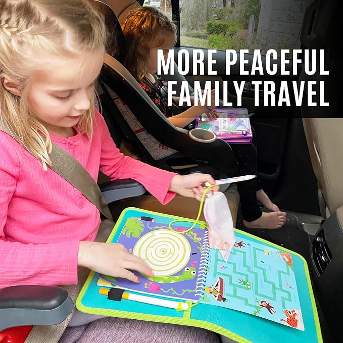 Totebook Kids Travel Activity Kit with Tethered Dry Erase Markers - Mess Free Car & Plane Activities for Toddlers Ages 4-6, Reusable Stickers, Mazes, Search and Find (Jungle Theme)