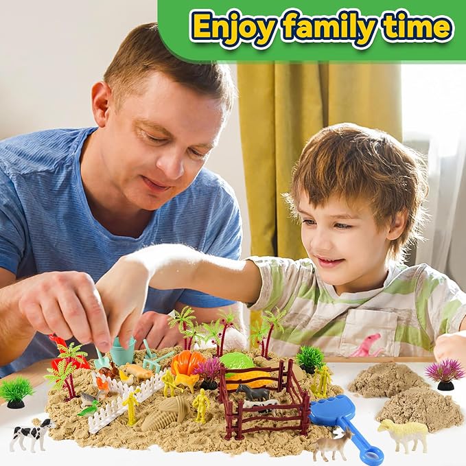 Farm Play Sand Toys for Toddlers, 45PCS 2.65Lbs Sensory Sand Set, Kids 3-7 Indoor Outdoor Toys, Christmas Birthday Gift for Boys Girls