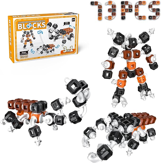 Creative 3-in-1 Insect Robot STEM Building Toys for Kids Ages 4-8 | 73 Pieces Blocks, Supports Repeated Disassembly & Free Building, Easy to Carry for On-the-Go Play, Gift-Ready Packaging