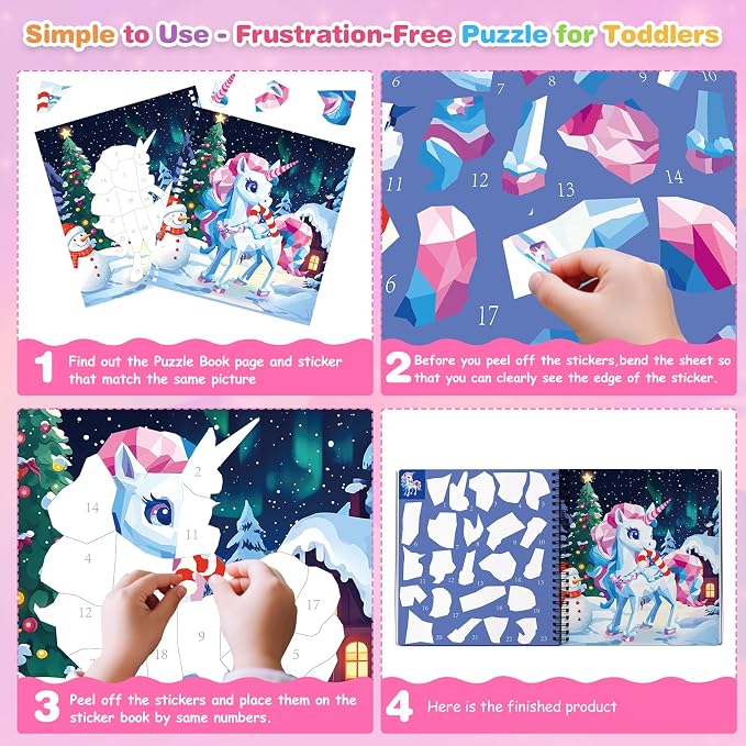 8PCS Paint by Sticker Book for Kids Ages 4-8 - Sticker by Number Activity Books with Stories for Toddlers 2-4 | Travel Airplane Car Toys, Screen-Free Puzzle Gift for Girls Ages 3-5 4-6 6-8